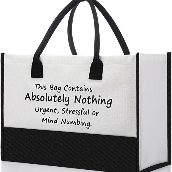 Brand New Canvas Tote Black Compact Stylish - Picture 1 of 6